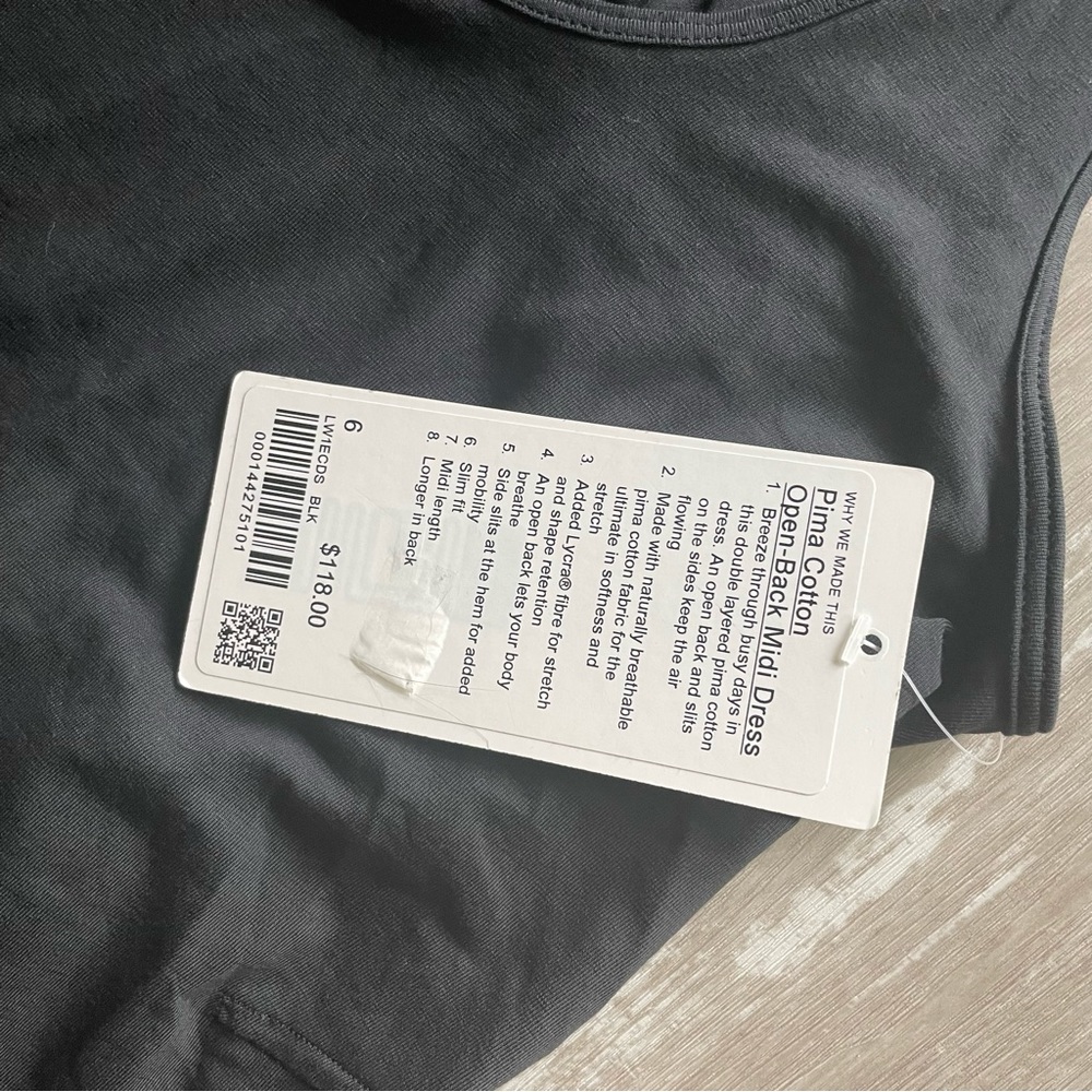 Lululemon Pima Cotton Open-Back Midi Dress - Black - Picture 6 of 7